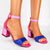 Sandale Dama cu Toc Albastre din Piele Ecologica Cod: X8196 (F4)