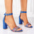 Sandale Dama cu Toc Albastre din Piele Eco Intoarsa Cod: B8108-3 (J5)