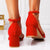 Sandale Dama cu Toc Rosii din Piele Eco Intoarsa Cod: 980-25 (L2)