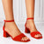 Sandale Dama cu Toc Rosii din Piele Eco Intoarsa Cod: 980-25 (L2)