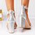 Sandale Dama cu Toc Argintii din Piele Ecologica Cod: 2RG16 (S3)