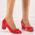 Pantofi Dama cu Toc Rosi din Piele Eco Lacuita Cod: 9535-3 (Q1)