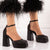 Pantofi Dama cu Toc Negri din Material Satinat Cod: KL-06 (N5)